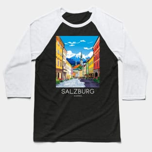 A Pop Art Travel Print of Salzburg - Austria Baseball T-Shirt